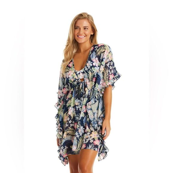 Jessica Simpson Women's Stranded in Paradise  Ruffled Cover-up Dress Swimsuit - Picture 9 of 10